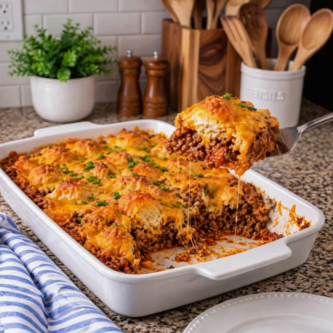 Sloppy Joe Biscuit Casserole