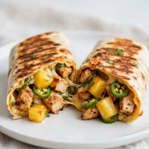 Sweet Heat Pineapple Jalapeño Chicken Burrito Grilled Melt is a must-try!