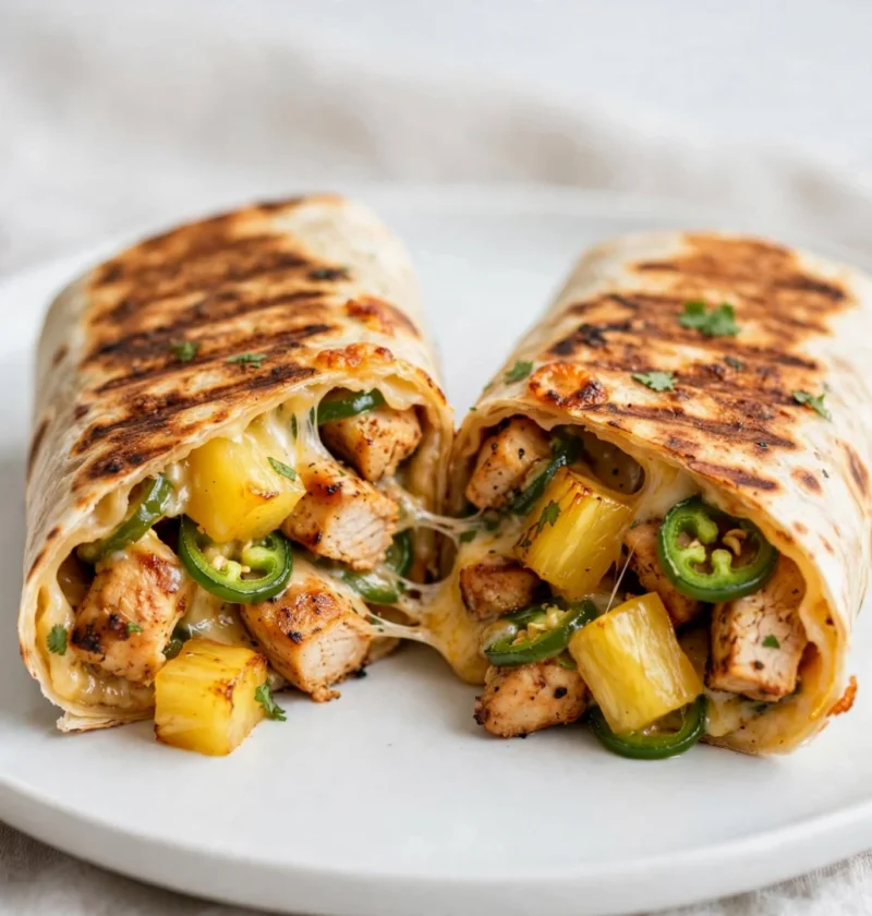 Sweet Heat Pineapple Jalapeño Chicken Burrito Grilled Melt