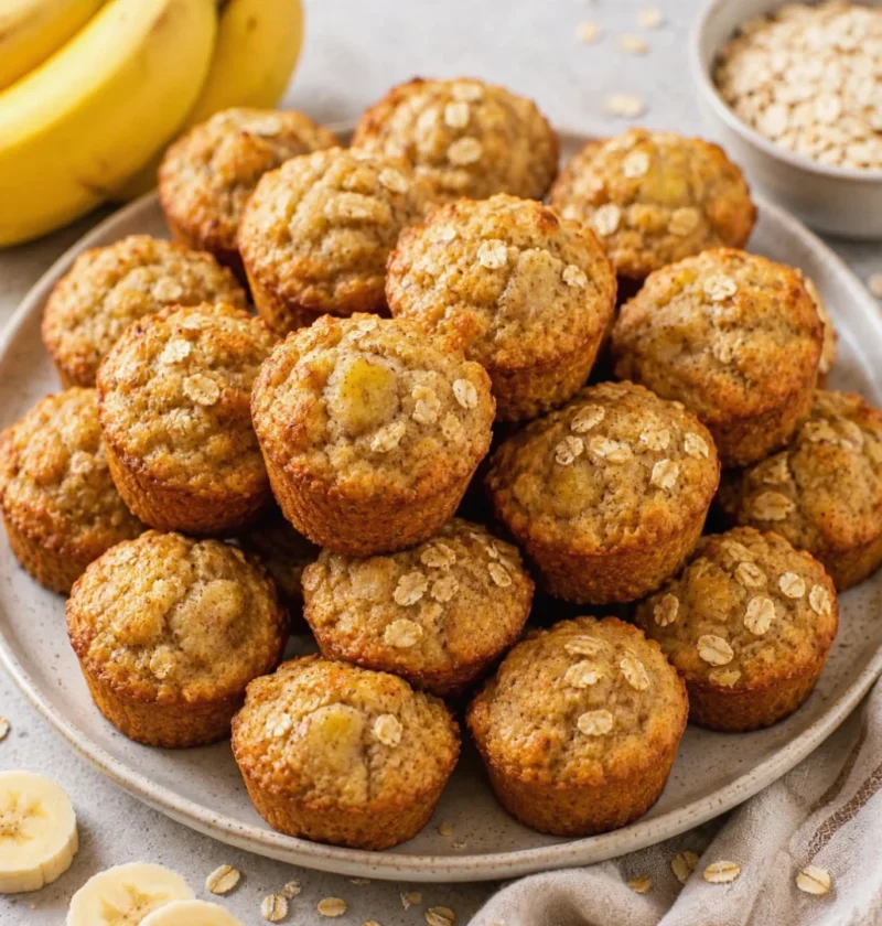 Sweet Peanut-Free Banana and Oat Mini Muffins