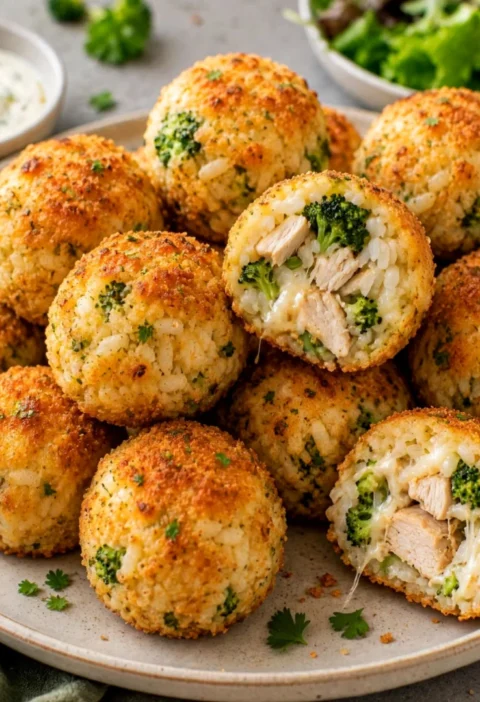 Tender Chicken and Broccoli Rice Balls