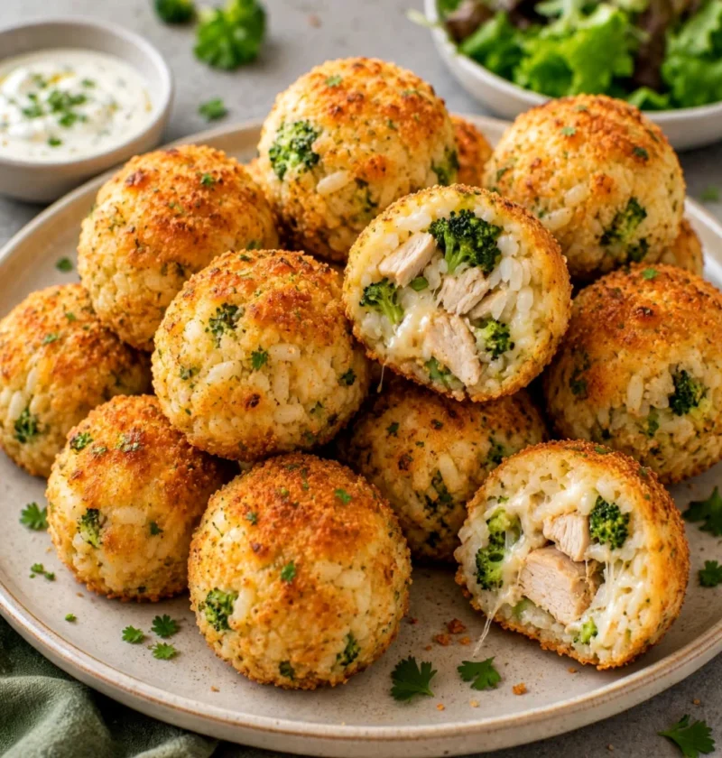 Tender Chicken and Broccoli Rice Balls