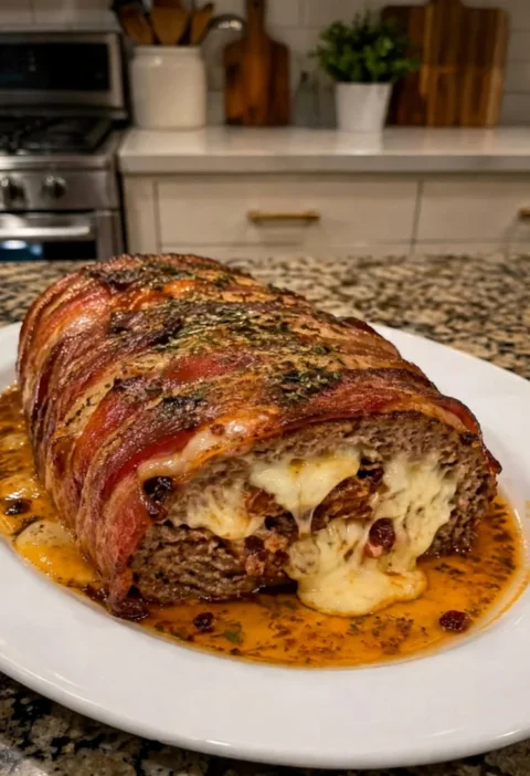 Bacon-Wrapped Stuffed Meatloaf