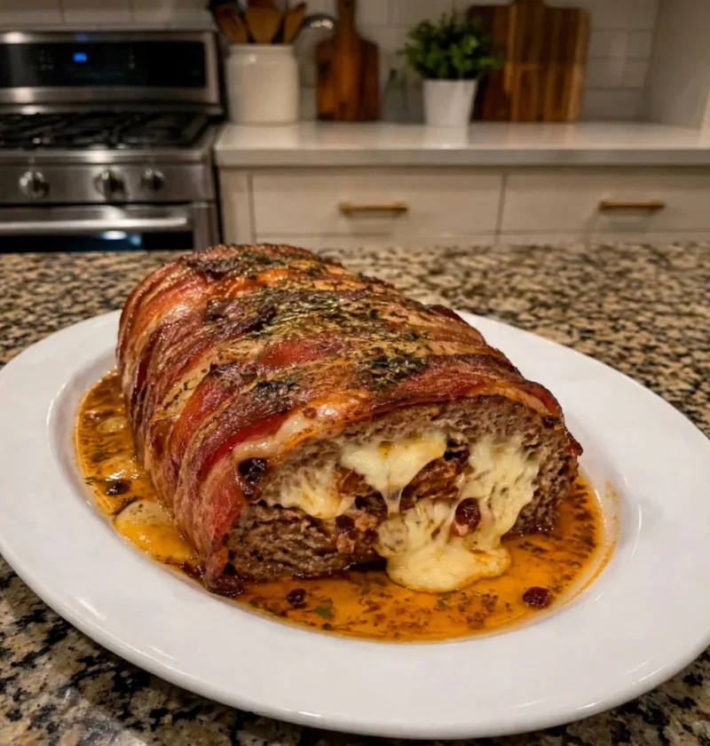 Bacon-Wrapped Stuffed Meatloaf