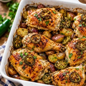Balsamic Jalapeno Roasted Chicken and Potatoes recipe delights!