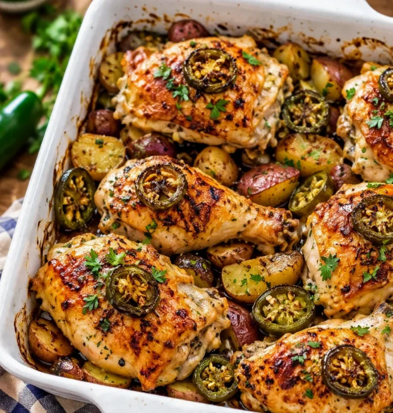 Balsamic Jalapeno Roasted Chicken and Potatoes
