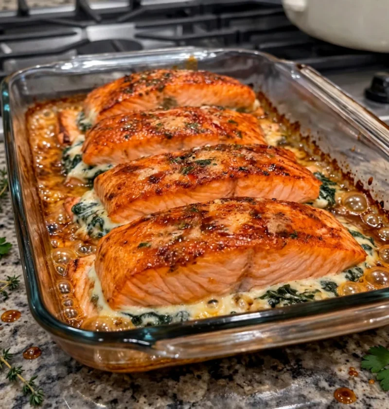 brown sugar glazed stuffed salmon