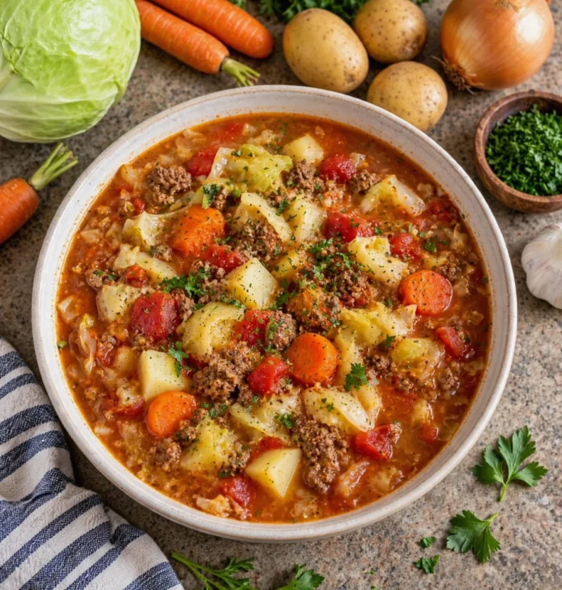 Cabbage Soup with Ground Beef