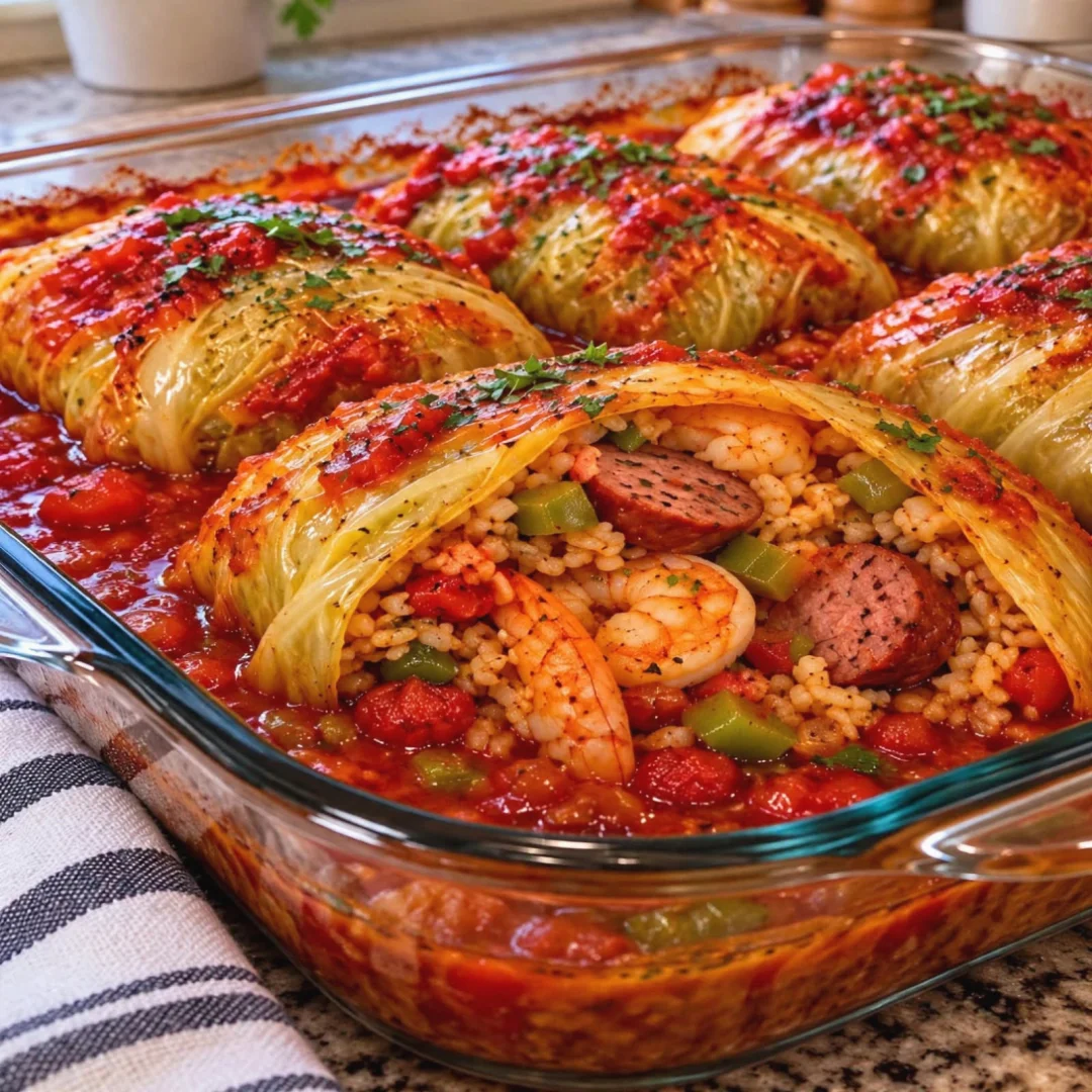 Cajun Shrimp and Beef Sausage St￭ Cabbage