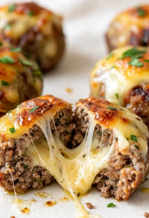 Cheesy Stuffed Meatloaf Bites