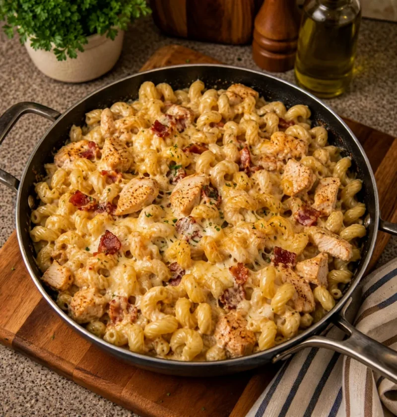 Creamy Cheesy Chicken & Bacon Pasta