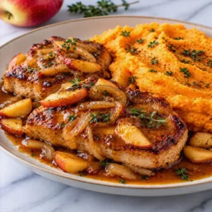 Delicious Apple Cider Pork with Mashed Sweet Potatoes