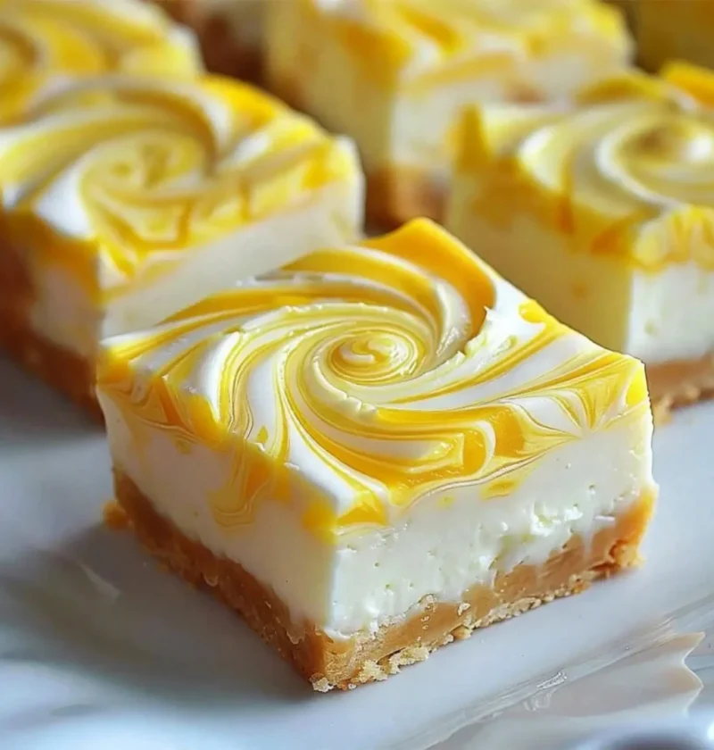 elegant lemon marbled cheesecake bars