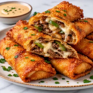 Philly Cheesesteak Egg Rolls – Crispy and Cheesy