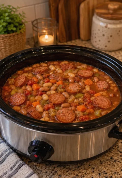 Slow Cooker Smoked Sausage and Bean Stew