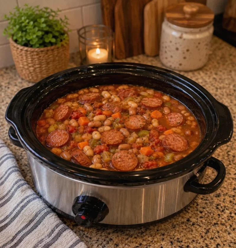 Slow Cooker Smoked Sausage and Bean Stew